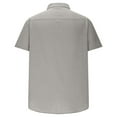 thumbnail image 4 of YLSDY Cotton Linen Casual Button Down Tops for Men, Summer Classic Short Sleeve Pocket Tees Hawaiian Beach Vacation Shirts Gray S, 4 of 5
