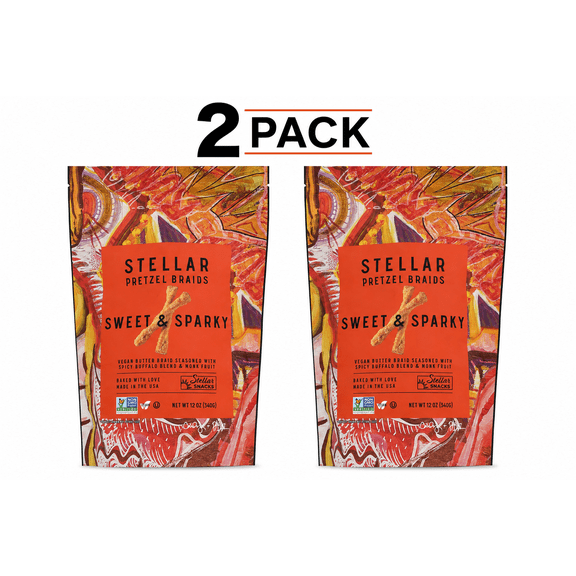 Stellar Snacks Pretzel Braids, Sweet & Sparky, 12 Oz (Pack of 2)