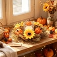 thumbnail image 5 of Fall Table Candle Rings,11" Artificial Maple Leaf Pumpkin Centerpiece Candleholder Wreath Thanksgiving Flower Harvest Farmhouse Decor, 5 of 6