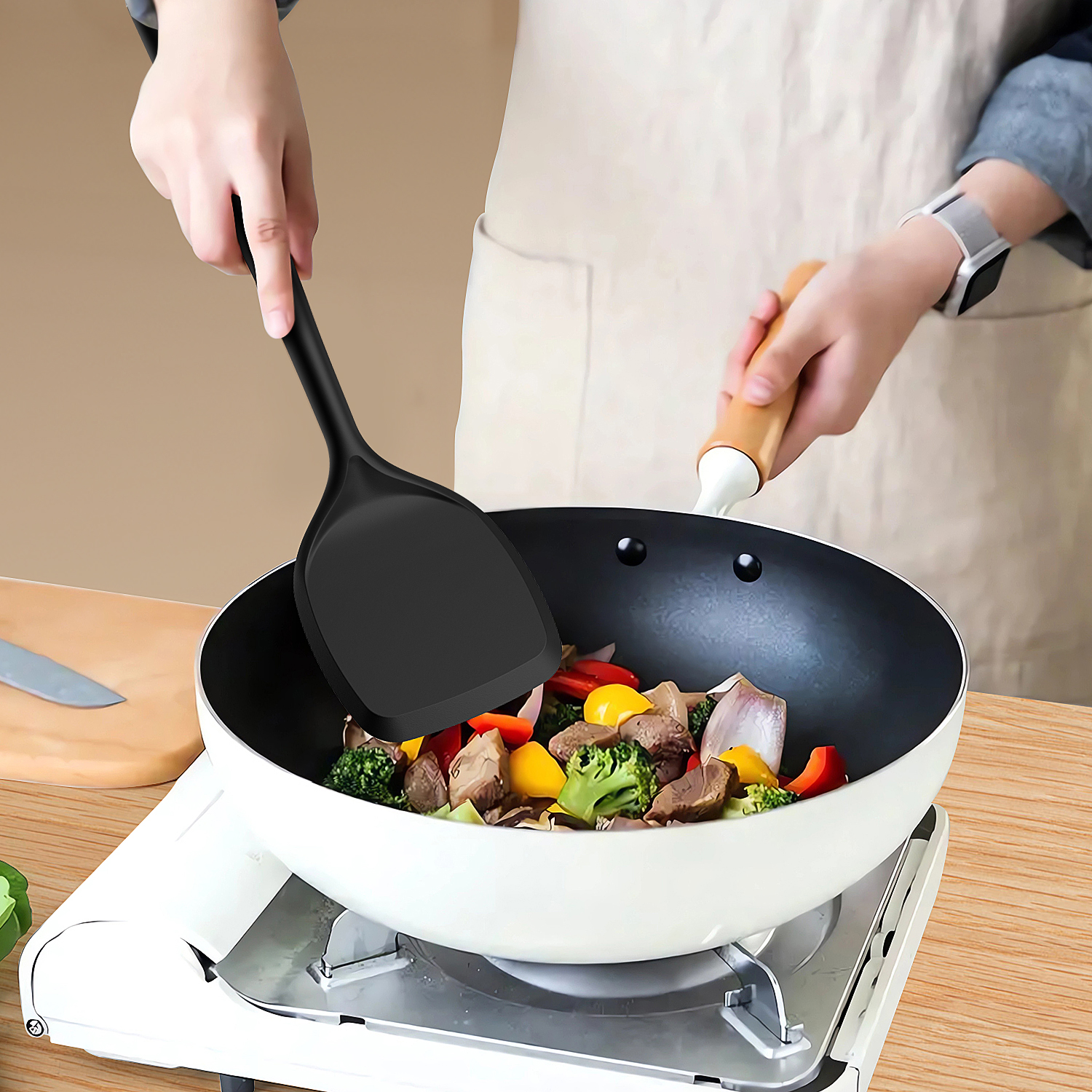 Oannao 10-Piece Silicone Kitchen Utensil Set, Black photo 7