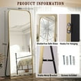 thumbnail image 4 of YVANLA 26"x71" Top Rounded Corner Full Length Floor Mirror with Aluminum Alloy Frame, Gold, 4 of 7