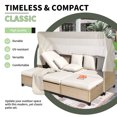 thumbnail image 2 of Euroco 4 Piece UV-Proof Resin Wicker Patio Sofa Set with Retractable Canopy, Cushions and Lifting Table,Beige, 2 of 9