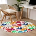 thumbnail image 4 of Round Rugs 3Ft, Colorful Handprints Round Area Rug Washable Indoor Throw Carpet, Rainbow Abstract Hand Foot Prints Small Non Slip Circle Rug for Bedroom Living Room Home Decor Aesthetic, 4 of 8