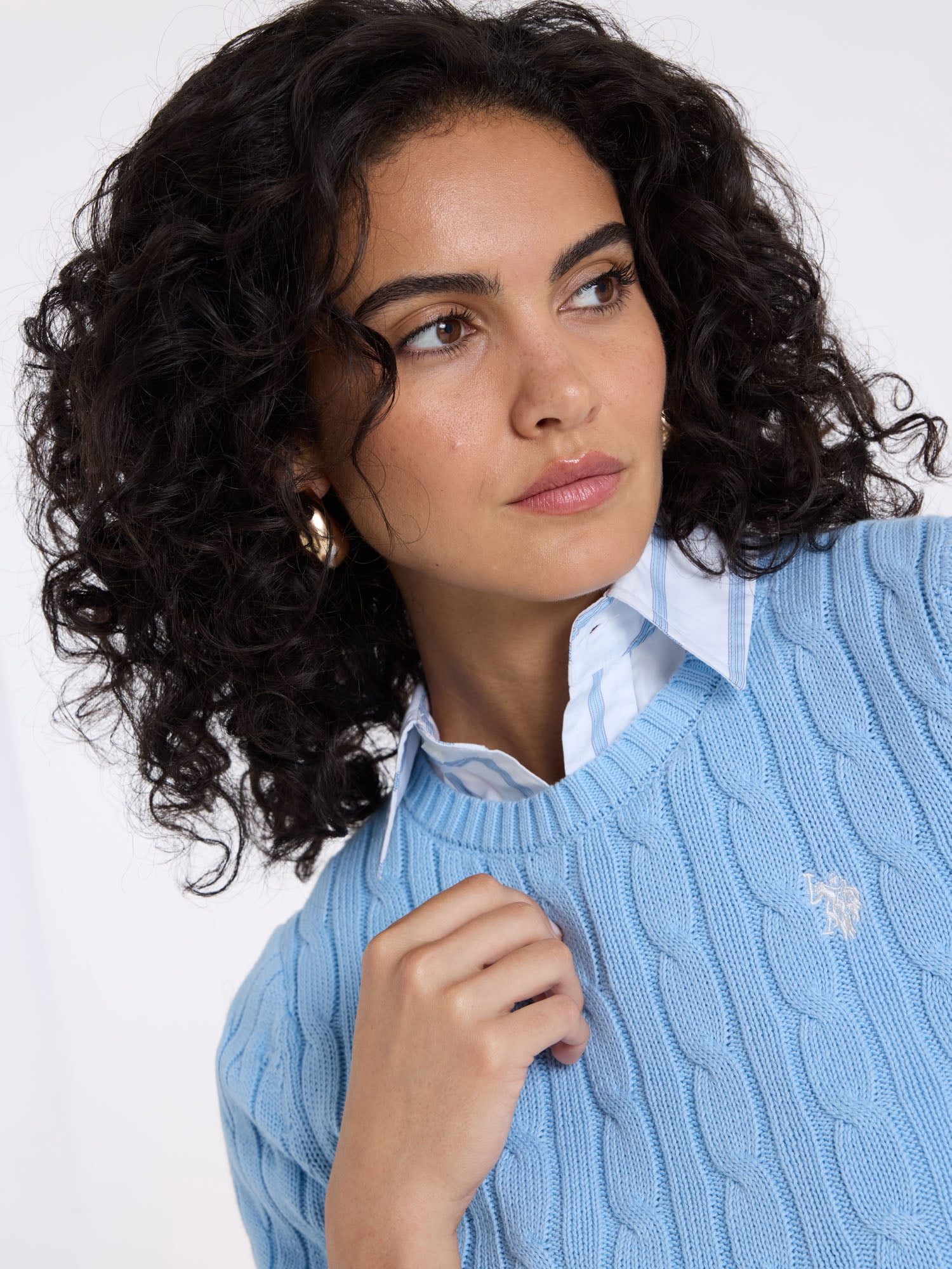 U.S. Polo Assn. Women's Classic Cable Crew Neck Sweater, Sizes XS-XL