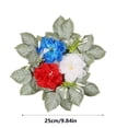 thumbnail image 3 of JeashCHAT 4th of July Floral Candle Ring Wreath, Patriotic Red White Blue Artificial Flower Candle Holder 9.84" for Independence Day Memorial Day Table Centerpiece Decor, 3 of 6