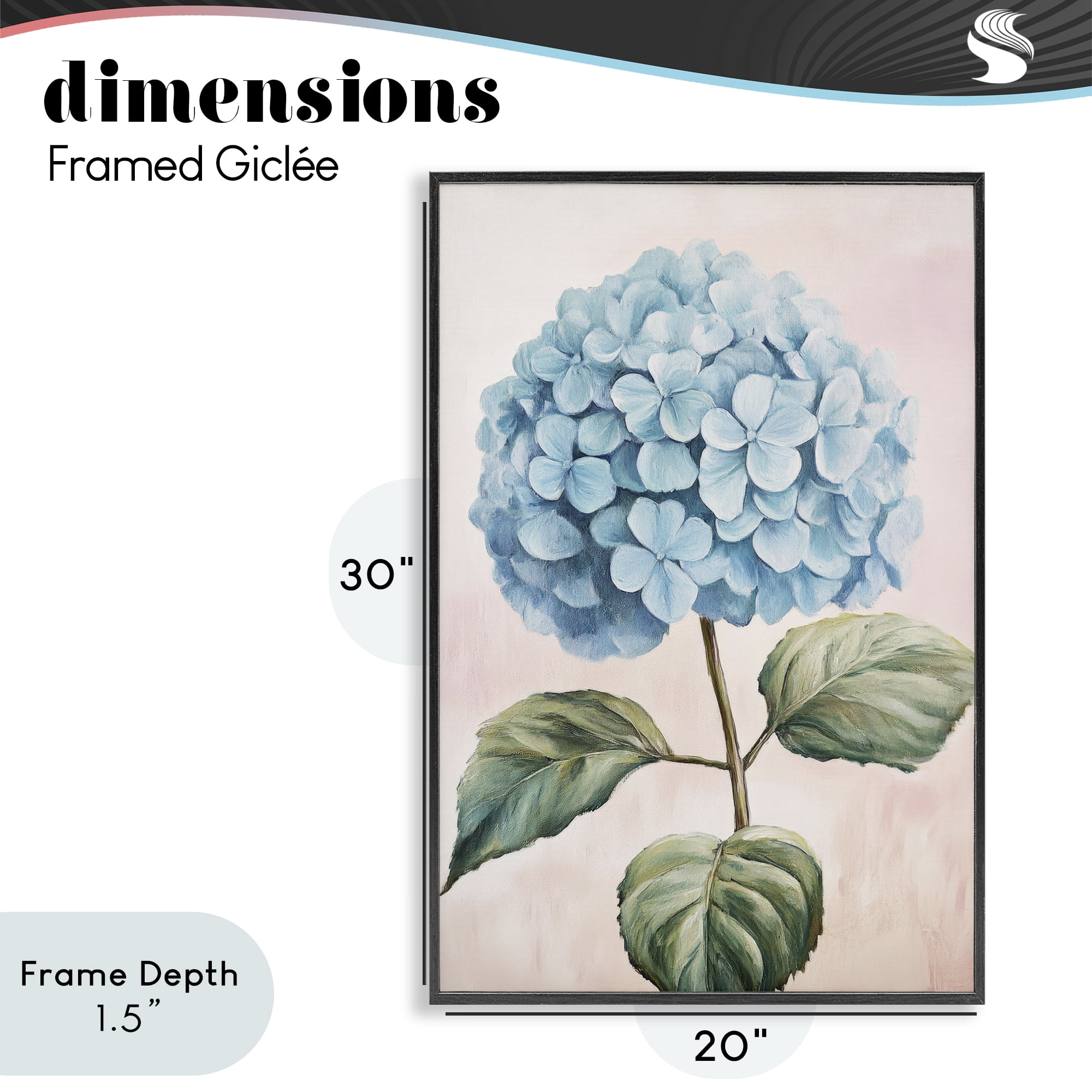 Stupell Industries Delicate Baby Blue Hydrangea Black Framed Giclee Art, design by Petal Prints Design
