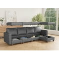 thumbnail image 4 of Faux Leather Modular Sectional Couches for Living Room, Modular Convertible L-Shaped 5 Seat Sectional Sofa with Storage & Ottoman, 118 inch Width, Grey, 4 of 9