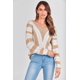 thumbnail image 4 of Suéter PRETTYGARDEN 2025 de rayas con cuello en V beige Talle L, 4 of 7