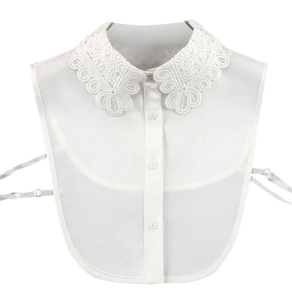 WREESH Womens Lace Embroidery Dickey Collar Solid Fake Collar Detachable Collar Blouse Half Shirts Faux False Collar White
