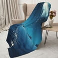 thumbnail image 3 of Rateoe Night Sky Moon Dolphin Pattern Flannel Throw Blanket, Ultra-soft Blanket for Bed, Couch, Car, Hypoallergenic Anti-pilling blanket-40"x30"(Vertical), 3 of 6