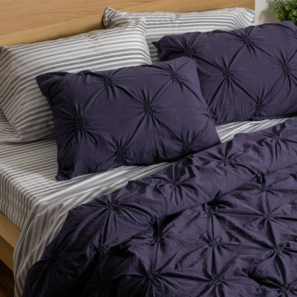 Dawn 7 Piece Complete Bedding Set In, Navy King Size Bedding
