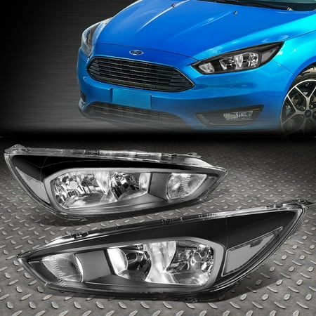 NUVISION for 15-18 Ford Focus OE Style Black Housing Clear Corner Headlight Head Lamps