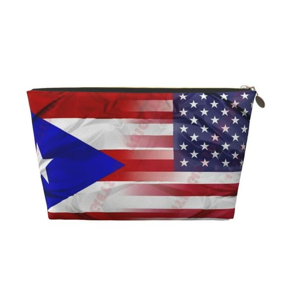 Puerto-Rico-America-Flag Purse Organizer Handbags Totes Leather Zipper Printing Bag For Women Travel Toiletry Bag