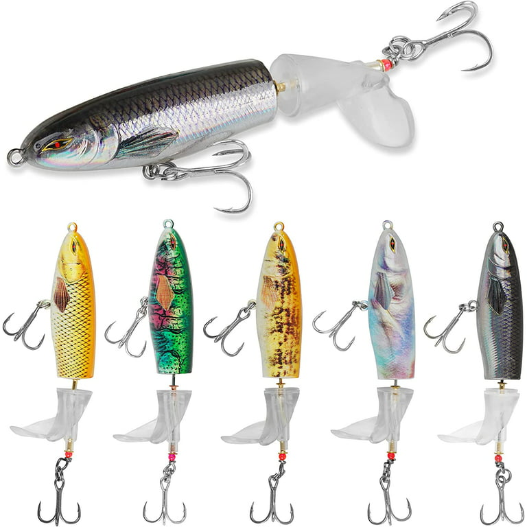 Bass Fishing Lures Plopper Lures with Floating Rotating Tail Barb Treble  Hooks in Saltwater and Freshwater Lures for Bass Trout Walleye Pike