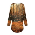 thumbnail image 4 of JULMCOMO Halloween Shirts for Women Funny Pumpkin Bat Castle Print Round Neck Long Sleeve Shirts Halloween Costume Holiday Tunic Tops Orange XL, 4 of 5
