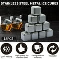 thumbnail image 6 of 18Pcs Metal Ice Cube,Reusable Whiskey Stones,Stainless Steel Ice Cubes,Refreezable Chilling Ice Cubes,Metal Chilling Rocks with Tongs and Drawstring Bag for Whiskey Vodka Juice Milk Soda, 6 of 7