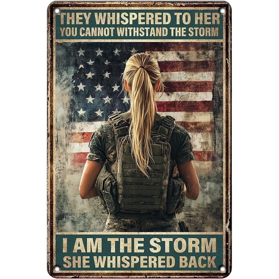 Metal Sign I Am The Storm She Whispered Back Metal Tin Sign Vintage Signs Retro for Home Yard Garden Bar Cafe Decor 8x12 Inch