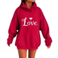 thumbnail image 2 of Valentine Hoodies for Womens Heart Love Pattern Valentines Long Sleeve Shirts Casual Round Neck Pullover Top, 2 of 3