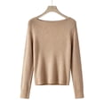 thumbnail image 4 of Oiangi Sweater for Women Boat Neck Long Sleeve Lightweight Knitted Tops Cozy Fleece Pullover Sweaters for Fall Winter Khaki L, 4 of 4