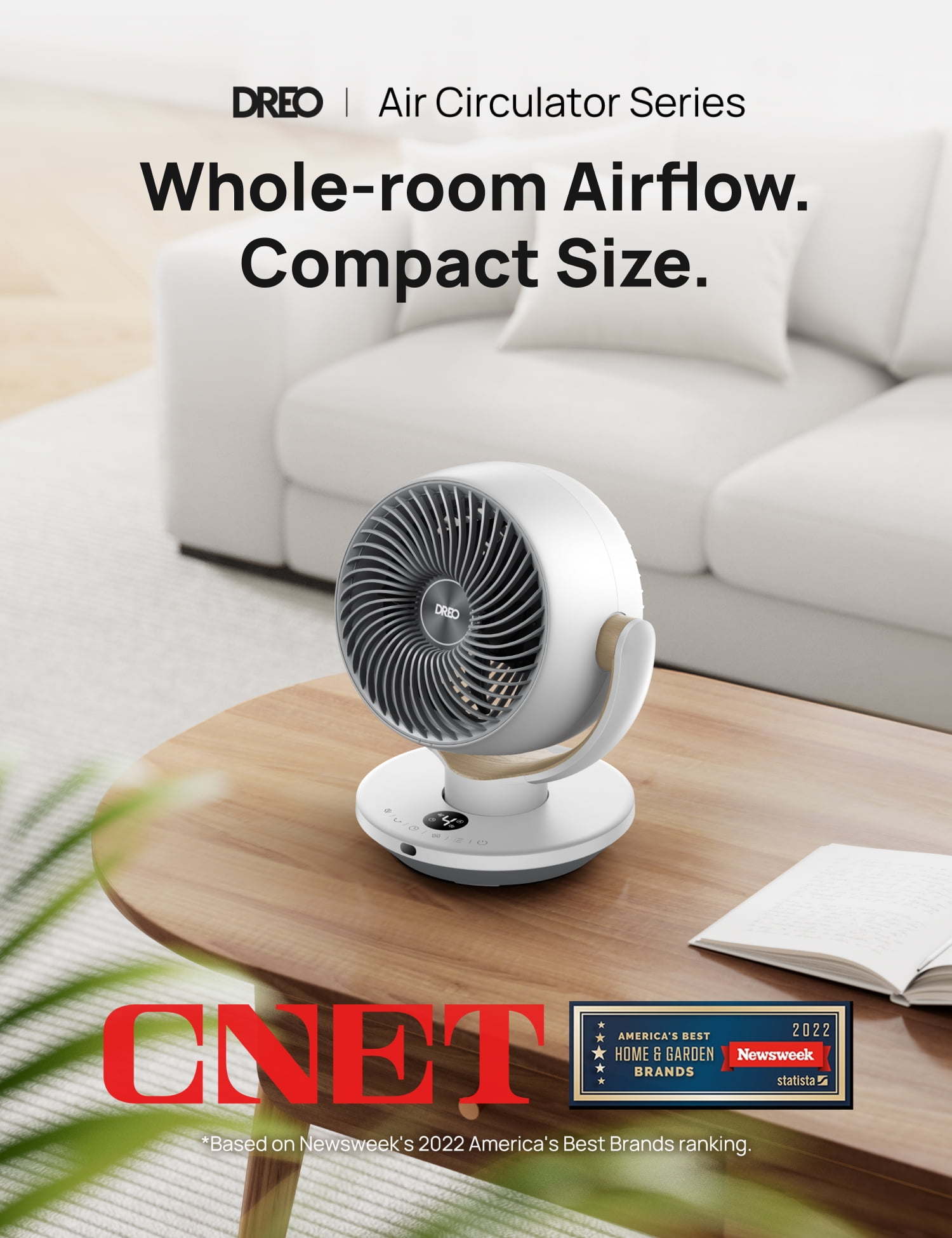 Dreo Fan for Bedroom, Desk Air Circulator Fan with Remote, 11 inch Table Fans for Whole Room, 60ft Powerful Airflow, 120° Vertical Manual +90° Oscillating Fan, 4 Speeds, 8H Timer, Quiet Fan, Home