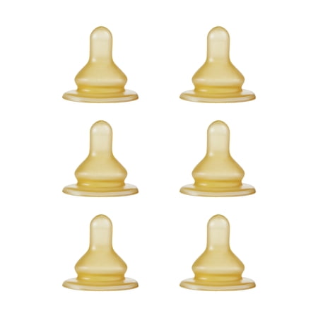 First Essentials by NUK Replacement Bottle Nipples, Latex, Medium Flow, 6-Pack
