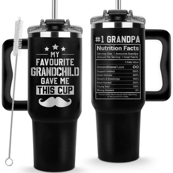 My Favorite GrandChild Gave Me This Cup Tumbler 40Oz - Father Day, Christmas Gift Grandpa, Grandpa Birthday Gifts from Grandkids, Granddaughter, Grandson, Kids - Grandfather Mug, Present for grandpa