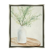 Stupell Industries Tranquil Botanical Still Life Painting Luster Gray Floating Framed Canvas Print Wall Art, Design by Lanie Loreth