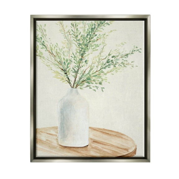 Stupell Industries Tranquil Botanical Still Life Painting Luster Gray Floating Framed Canvas Print Wall Art, Design by Lanie Loreth