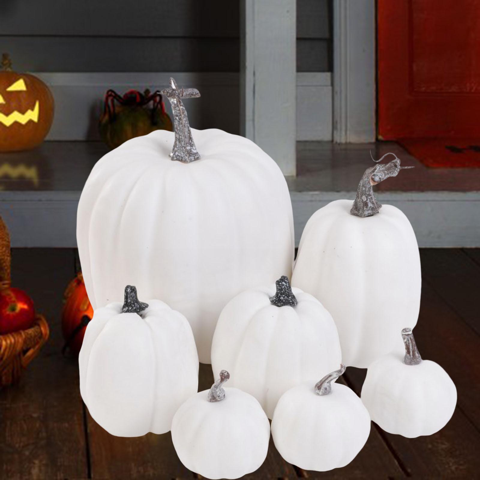 7 Citrouilles Artificielles En Mousse – Décoration Automne Et Halloween, Tailles Variées, Réalistes