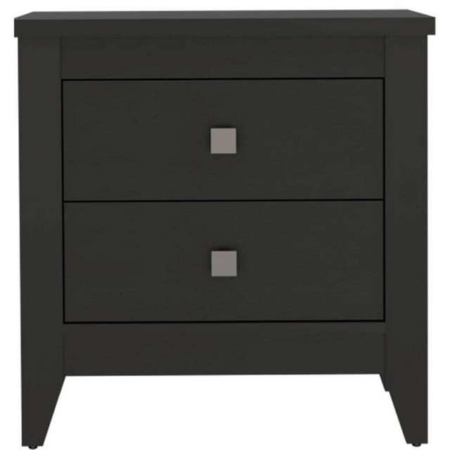 FM FURNITURE Breeze 2-Shelf Engineered Wood Nightstand in Black
