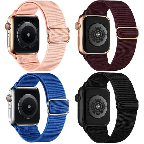 4 Pack Adjustable Scrunchie Strap for Apple Watch Band 40mm 44mm 38mm 42mm 41mm 45mm,Elastic Nylon Solo Loop Wrist bands Bracelet iWatch Series 7 6 5 4 3 2 1 SE Wristband