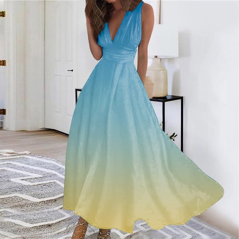 princess polly baby blue dress Women's Luna Aqua Blue Ombre Satin One Shoulder Maxi - Blue in Size Small