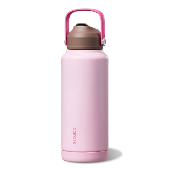 Carote Insulated Stainless Steel Tumbler with Handle and Lid, Leakproof Double Wall Vacuum Travel Mug, Reusable Cup for Hot & Cold Drinks, Pink, 40oz