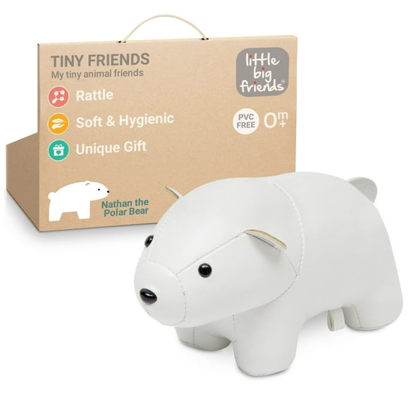 Little Big Friends Tiny Friends | Rattle Toy | Special Stuffed Animal | Easy to Clean | Nathan The Polar Bear