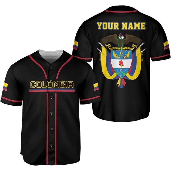 Personalized Colombia Baseball Jersey Shirt, Colombian Flag Jersey, Colombian Pride Jersey for Men and Women (S)