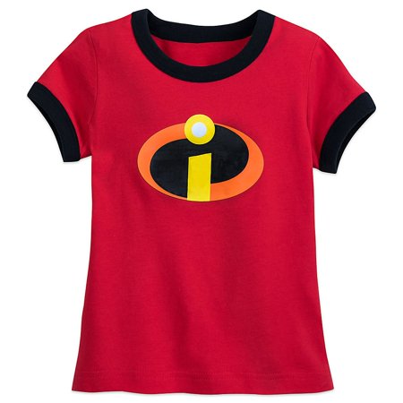 Pixar Incredibles Logo Ringer T-Shirt for Girls Size XXS (2/3) Red