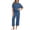 Blue, variant on Feancey 2 Piece Sets for Women Going Out Travel 2026 Summer Short Sleeve Tops and Loose Capri Pants Lounge Set Solid Color Casual Two Piece Outfits with Pockets Black XL