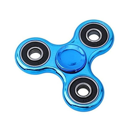 Metallic Metal Fidget Spinner Toys Stress for Anti-Anxiety Relief from ADHD, Anxiety, and Boredom For Kids and Adults, Blue