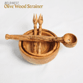thumbnail image 3 of BeldiNest Handcrafted Olive Wood Strainer – 8-Inch Wooden Skimmer with 1.25-Inch Bowl and 0.25-Inch Holes – Rustic Kitchen Tool for Small Batch Straining, Skimming, and Scooping, 3 of 6