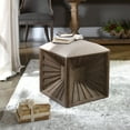 thumbnail image 2 of Uttermost Jia Coastal Wood and Fabric Ottoman in White/Woodtone, 2 of 6