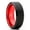 Red, variant on Black Tungsten Wedding Band Mens Ring Red Interior Beveled Edge Brushed 8mm 9