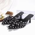 thumbnail image 3 of Xucatan Women's Patent Leather Slide Heels, Elegant Polka Dot Bow Mule Shoes, Comfortable High-heeled Shoes Heel for Evening Party Wear Gift, 3 of 8