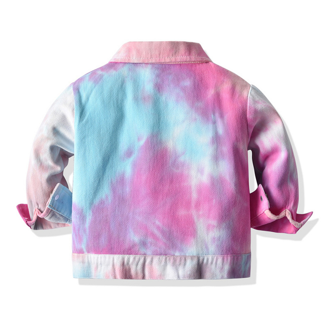Toddler Tie-dye Denim Jean Jacket for Girls Boys Size 1-7T Single-breasted Mid-length Jacket for Spring Fall,Pink,3-4 Years - image 2 of 7