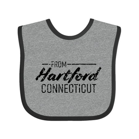 

Inktastic From Hartford Connecticut in Black Distressed Text Gift Baby Boy or Baby Girl Bib