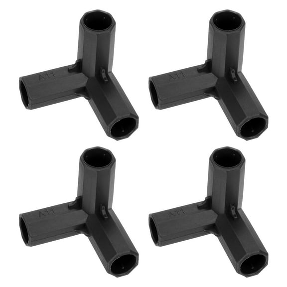 Uxcell 4 Pcs 11mm Greenhouse Frame Building Connectors, 3 Way Right Angle Pipe Fitting for Grape Trellis/Sunscreen Shed/Gardening Plant Stakes [Black]