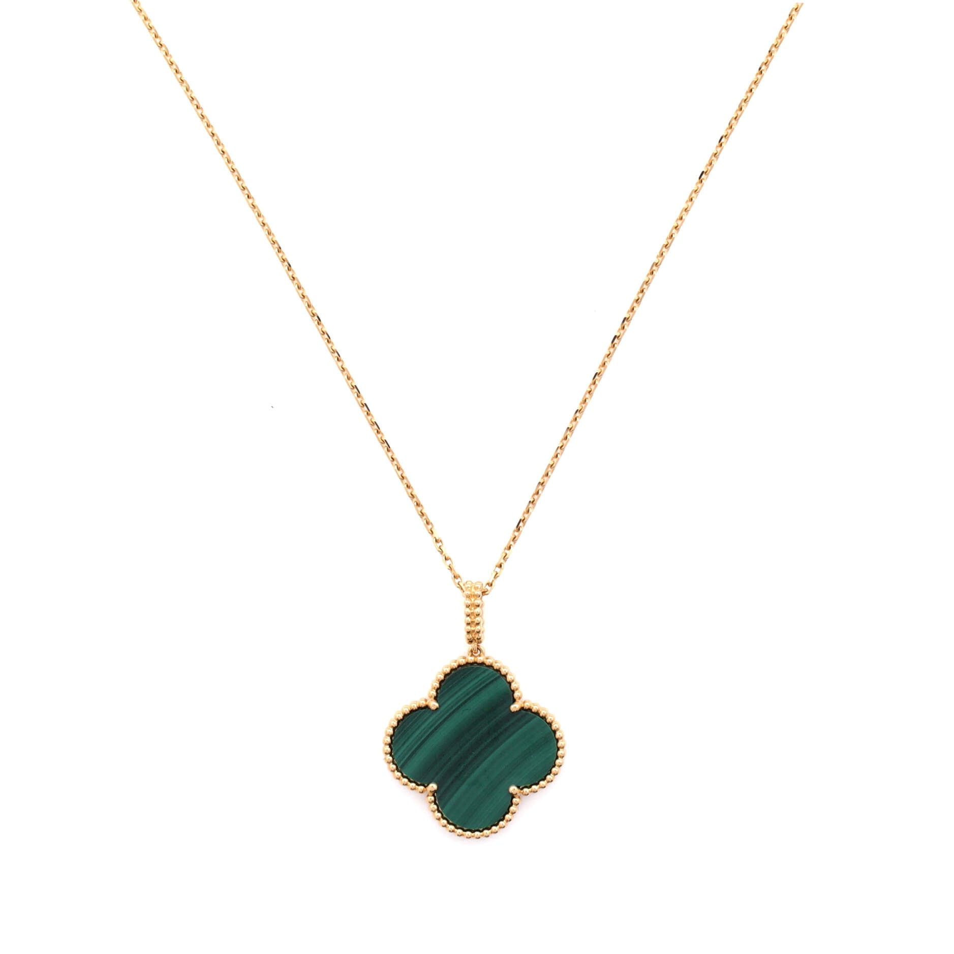 Pre-Owned Van Cleef & Arpels Magic Alhambra Pendant Necklace 18K Yellow Gold and Malachite By Rebag