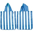 thumbnail image 1 of MinxNY Kids Hooded Microfiber Poncho Beach Towel Cover-up with UV Sensor - Blue Stripe, 1 of 3