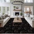 thumbnail image 3 of 8'x10' Area Rugs, Black Spring Floral Indoor Outdoor Area Rug for Living Room Bedroom, Summer Botanical Flowers Classic Black Washable Bathroom Rugs Kitchen Floor Carpet Mats Home Decor Aesthetic, 3 of 8