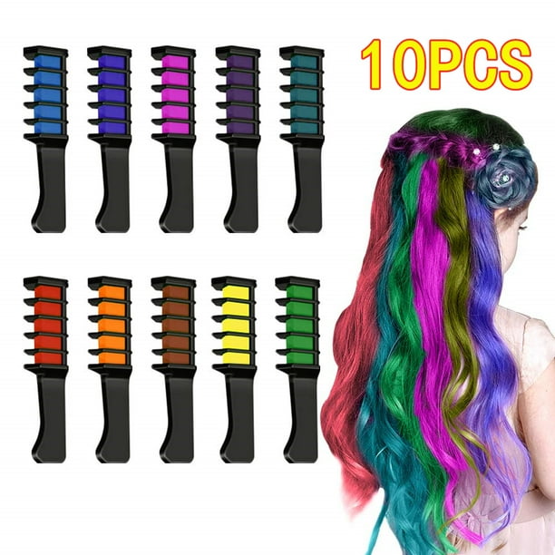 Hair Chalk Kit For Girls Boys, 10 PCS Hair Chalk Comb Washable Temporary Hair Chalk, Hair Dye Chalk Great as Face Paints too, Best Gifts Birthday ...