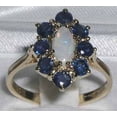 thumbnail image 2 of LBG British Made 18k Yellow Gold Natural Opal & Sapphire Womens Promise Ring - 33 size options - Size 6, 2 of 5